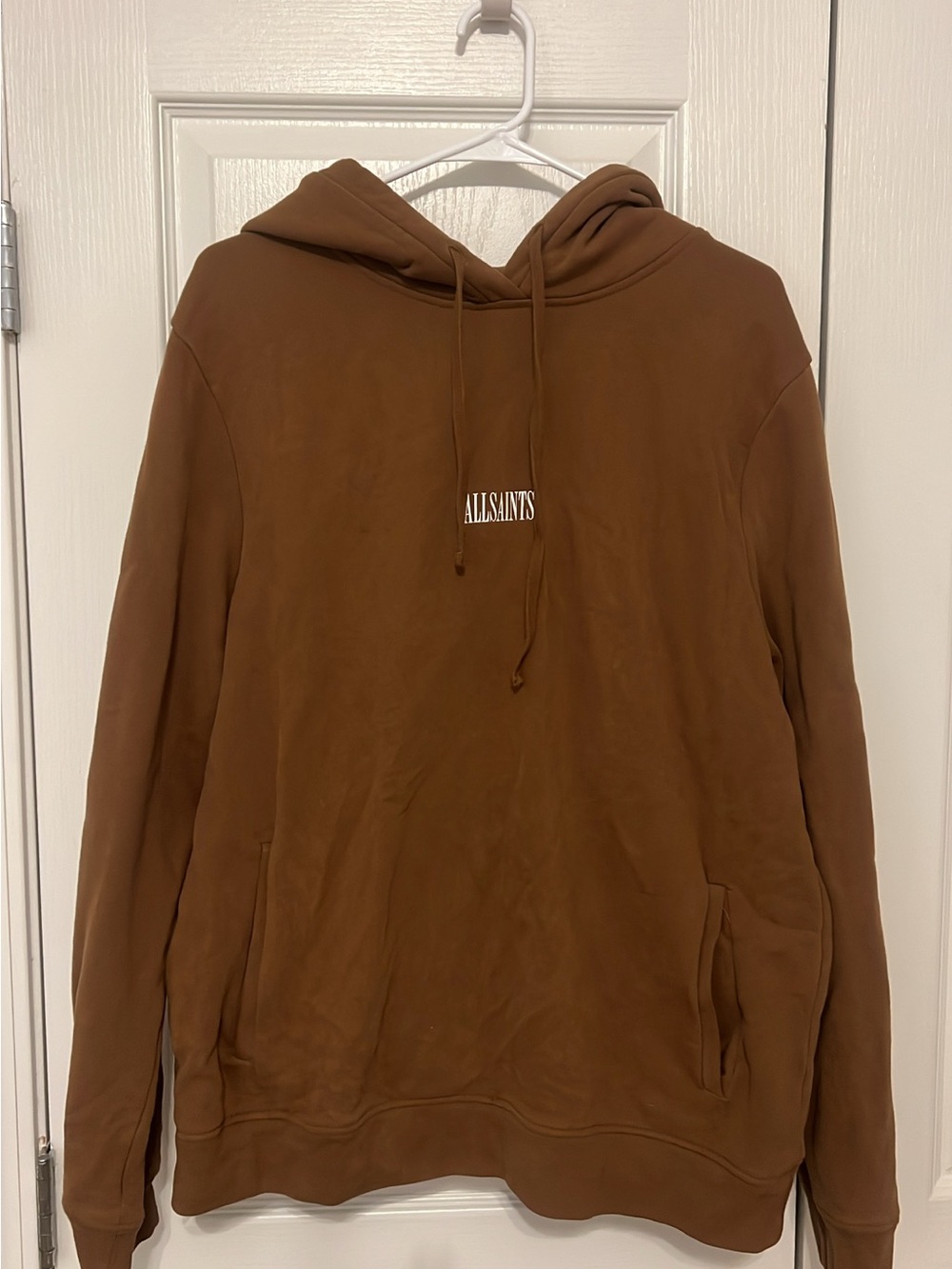 AllSaints Men's Brown Crewneck Pullover Hoodie